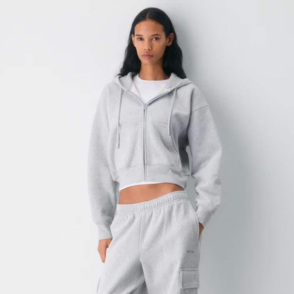 Aritzia TNA Cozy Sweatfleece Boyfriend Boxy Zip Hoodie size 2